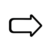 Black curved arrow pointing to right on transparent background, symbolizing direction or navigation. simple design is ideal for use in digital interfaces or presentations png