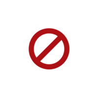 Red prohibition sign on transparent background, symbolizing restriction or no entry. bold red circle with diagonal line conveys clear message of prohibition or warning png