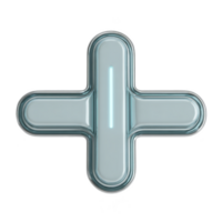 Futuristic, metallic plus sign with glowing blue light in center, set against transparent background, conveying modern and technological feel png