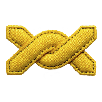 giallo ricamato nodo toppa con intricato Cucitura, simboleggiante unità e forza. toppa Caratteristiche dettagliato disegno, adatto per capi di abbigliamento o Accessori, aggiungendo grassetto dichiarazione png