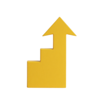 Yellow arrow shaped like staircase symbolizes growth and progress, conveying sense of upward movement and success. design is simple yet impactful, ideal for business or motivational themes png