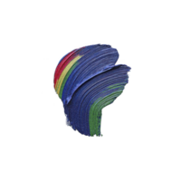 Vibrant abstract brushstroke features bold colors including blue, red, green, and yellow, creating dynamic and artistic composition. textured paint strokes convey movement and creativity png
