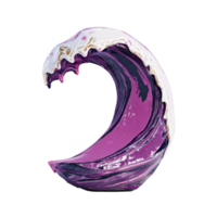 Vibrant, abstract sculpture of wave features swirling purple and white colors, capturing dynamic motion of ocean. artistic design evokes sense of energy and fluidity png