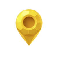 3D yellow geometric location pin icon with faceted design, symbolizing navigation and direction. bright color and modern style make it ideal for digital maps and apps png
