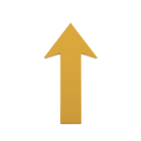Yellow upward arrow symbol on transparency background represents direction or progress. simple design is often used in navigation or to indicate increase png