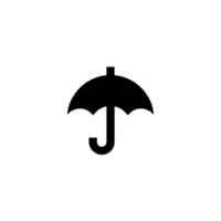 Simple black umbrella icon on transparent background, symbolizing protection and shelter. minimalist design is suitable for weather related themes or applications png