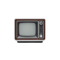 Vintage television with wood paneling and dials, evoking nostalgia and retro style. classic design features small screen and manual controls, reminiscent of mid 20th century technology png