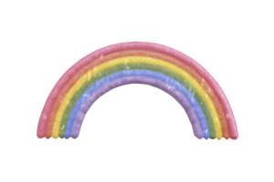 Colorful sparkling rainbow with textured appearance featuring red orange yellow green blue and purple arcs. design is whimsical and cheerful evoking sense of joy and wonder png