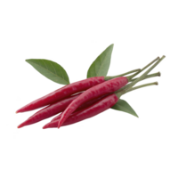 Fresh red chili peppers with green leaves on transparency background, showcasing their vibrant color and natural texture. Perfect for adding spice and flavor to culinary dishes png