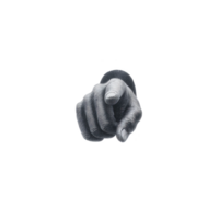 Detailed illustration of pointing hand emerges from transparency background, creating striking and engaging visual. monochrome design emphasizes intricate line work and shading png