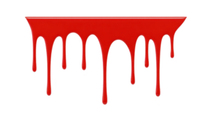 Vibrant red dripping paint effect creates dramatic and artistic visual, resembling liquid flowing downwards. glossy texture and bold color add striking and creative touch png
