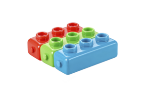 Colorful toy building blocks in red, green, and blue are stacked together, showcasing playful and vibrant design. These interlocking pieces are perfect for creative play and construction png
