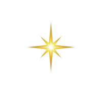 Golden eight pointed star with black outline is set against transparent background, symbolizing guidance and direction. star radiant design evokes sense of elegance and clarity png