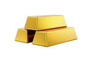 Three shiny gold bars stacked on top of each other, reflecting light and symbolizing wealth and investment. smooth surface and rich color highlight their value and allure png