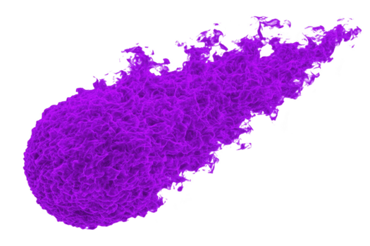 vivace viola astratto forma somigliante cometa o meteora con strutturato, ardente coda, impostato contro trasparente sfondo. dinamico modulo suggerisce movimento e energia png