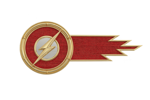 dinamico rosso e oro emblema Caratteristiche fulmine bullone simbolo, veicolare velocità e energia. design è elegante e moderno, con grassetto colore contrasto quello migliora suo Impressionante aspetto png