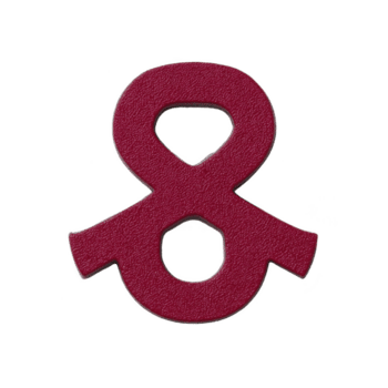Textured, burgundy ampersand symbol stands out against transparency background, showcasing its bold and stylish design. symbol unique texture adds depth and interest to image png