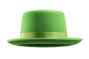 Vibrant green bowler hat with matching ribbon encircles crown, showcasing classic and stylish design. hat smooth texture and bright color make it standout accessory png