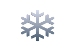 Shiny, metallic snowflake icon with sleek design, symbolizing winter and cold weather. snowflake features symmetrical branches and reflective surface, conveying modern aesthetic png
