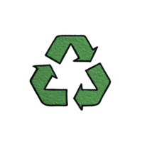 Green recycling symbol with three arrows forming triangle, representing sustainability and environmental conservation. texture appears rough, resembling grass or turf png