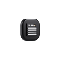 Sleek black smart home sensor with minimalist design, featuring compact square shape and subtle indicator lights, ideal for modern home automation systems png