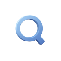 Blue magnifying glass icon with modern, minimalist design, symbolizing search or exploration. icon is isolated on transparency background, emphasizing its simplicity and clarity png