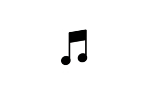 Black musical note icon on transparent background, symbolizing music and sound. simple design is ideal for use in digital media, presentations, or as graphic element png