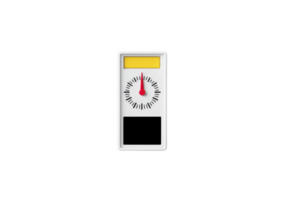 Digital timer with yellow display and red needle on clock face, set against transparency background. design is simple and modern, suitable for various timing needs png