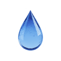 Single, clear blue water droplet with bubbles inside, isolated transparency background, symbolizes purity and freshness. droplet smooth surface and vibrant color evoke sense of calm png