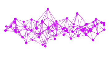 Vibrant, abstract network of interconnected nodes and lines in bright pink, representing digital or neural network concept. geometric pattern conveys sense of complexity and connectivity png