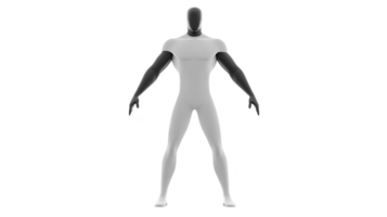 Humanoid figure with sleek, futuristic design stands in neutral pose. figure features monochromatic color scheme with smooth contours, emphasizing modern and minimalist aesthetic png
