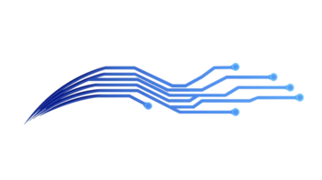 Abstract blue circuit lines forming wave pattern transparency background, symbolizing technology and connectivity. design is sleek and modern, evoking sense of innovation and digital communication png