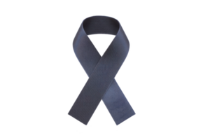 Dark blue awareness ribbon is displayed against transparency background, symbolizing support and solidarity for various causes. ribbon is neatly looped, creating simple yet powerful visual png
