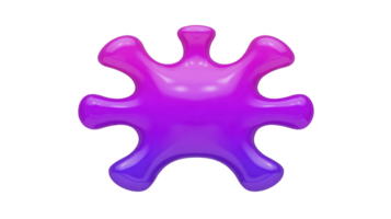 Vibrant, abstract 3D shape with glossy finish, featuring gradient of pink to purple hues, resembling stylized splash or starburst. design is modern and eye catching png