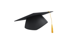 Black graduation cap with yellow tassel symbolizes academic achievement and celebration. It is often worn during graduation ceremonies to mark completion of degree png