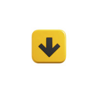 Yellow square button with black downward arrow symbol, representing download or navigation. design is simple and modern, suitable for digital interfaces or applications png