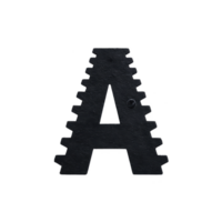 Black letter with gear like edge design stands out against transparency background, creating bold and industrial aesthetic png