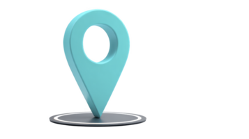 3D blue location pin stands on circular base, symbolizing navigation and mapping. pin sleek design and vibrant color make it visually appealing, ideal for digital maps or location based services png