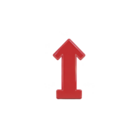 Red upward arrow symbol on transparent background, representing direction or increase. arrow is bold and simple, making it ideal for various design purposes png
