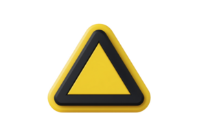 Yellow and black triangular warning sign with bold border, symbolizing caution or alert. design is simple and clear, often used for safety notifications png