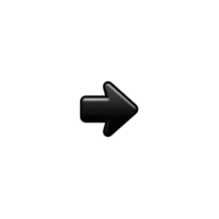 Shiny black arrow icon pointing to right, symbolizing direction or movement. glossy finish gives it modern and sleek appearance, suitable for digital interfaces png