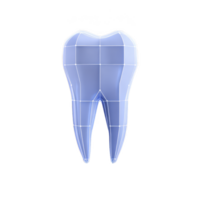 3D rendered blue tooth model with grid overlay, showcasing dental anatomy and structure. image highlights tooth shape and form, useful for educational or dental purposes png