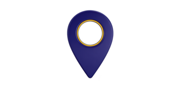 Blue and gold location pin icon with circular cutout in center, symbolizing navigation and positioning. design is simple and modern, suitable for digital maps or apps png