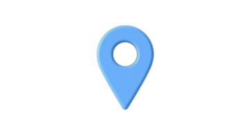Blue location pin icon with circular hole in center, symbolizing navigation or map markers. simple design is commonly used in digital maps and GPS applications png
