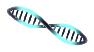 Glowing, stylized DNA double helix with futuristic design, featuring blue and black color scheme, symbolizing genetics and biotechnology innovation png