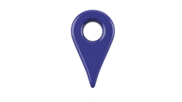 Blue 3D map pin icon with circular hole in center, symbolizing location or navigation. design is simple and modern, often used in digital maps and applications png