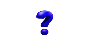 Vibrant blue question mark stands out against transparent background, symbolizing curiosity and inquiry. bold color and smooth design make it visually striking and thought provoking png
