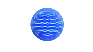 Digitally rendered blue sphere with pattern of white dots creates futuristic and abstract design. sphere appears to be floating against transparent background, emphasizing its modern aesthetic png