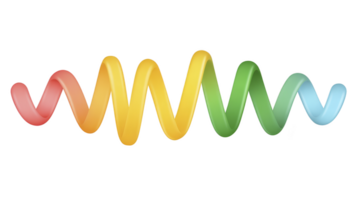 Colorful, wavy line with gradient from red to blue creates vibrant and dynamic visual effect. smooth curves and bright colors convey sense of energy and movement png