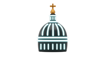 Glowing dome with cross on top, featuring futuristic design and illuminated lines, evokes sense of modern spirituality and architectural innovation png